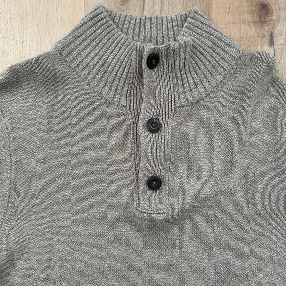 American Eagle Beige Tan Cotton Half Zip & Button Up Knitted Sweater Athletic M - Picture 4 of 11